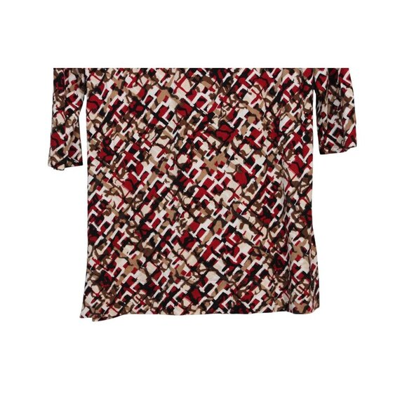 J Jill Wearever Collection Tunic Blouse Size Small Geometric Stretch 3/4 Sleeve - Picture 9 of 10